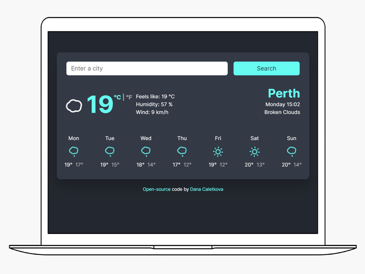 react weather app preview